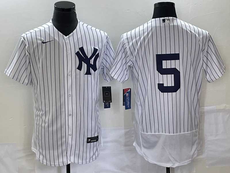 Men%27s New York Yankees #5 Joe DiMaggio White Flex Base Stitched Baseball Jersey->new york yankees->MLB Jersey